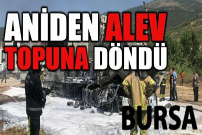 Kazaya karışan TIR çekiciyle kaldırıldığı sırada alevlere teslim oldu