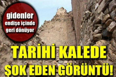 Tarihi Oltu Kalesi'nde şok görüntü!