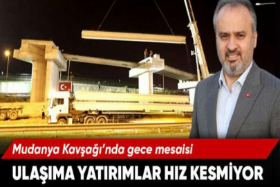 Mudanya Kavşağı’nda gece mesaisi