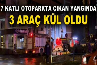 Bursa’da 7 katlı otoparkta çıkan yangında 3 araç kül oldu