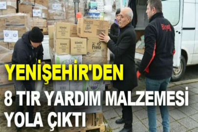 Yenişehir'den 8 tır yardım malzemesi yola çıktı