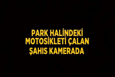 PARK HALİNDEKİ MOTOSİKLETİ ÇALAN ŞAHIS KAMERADA