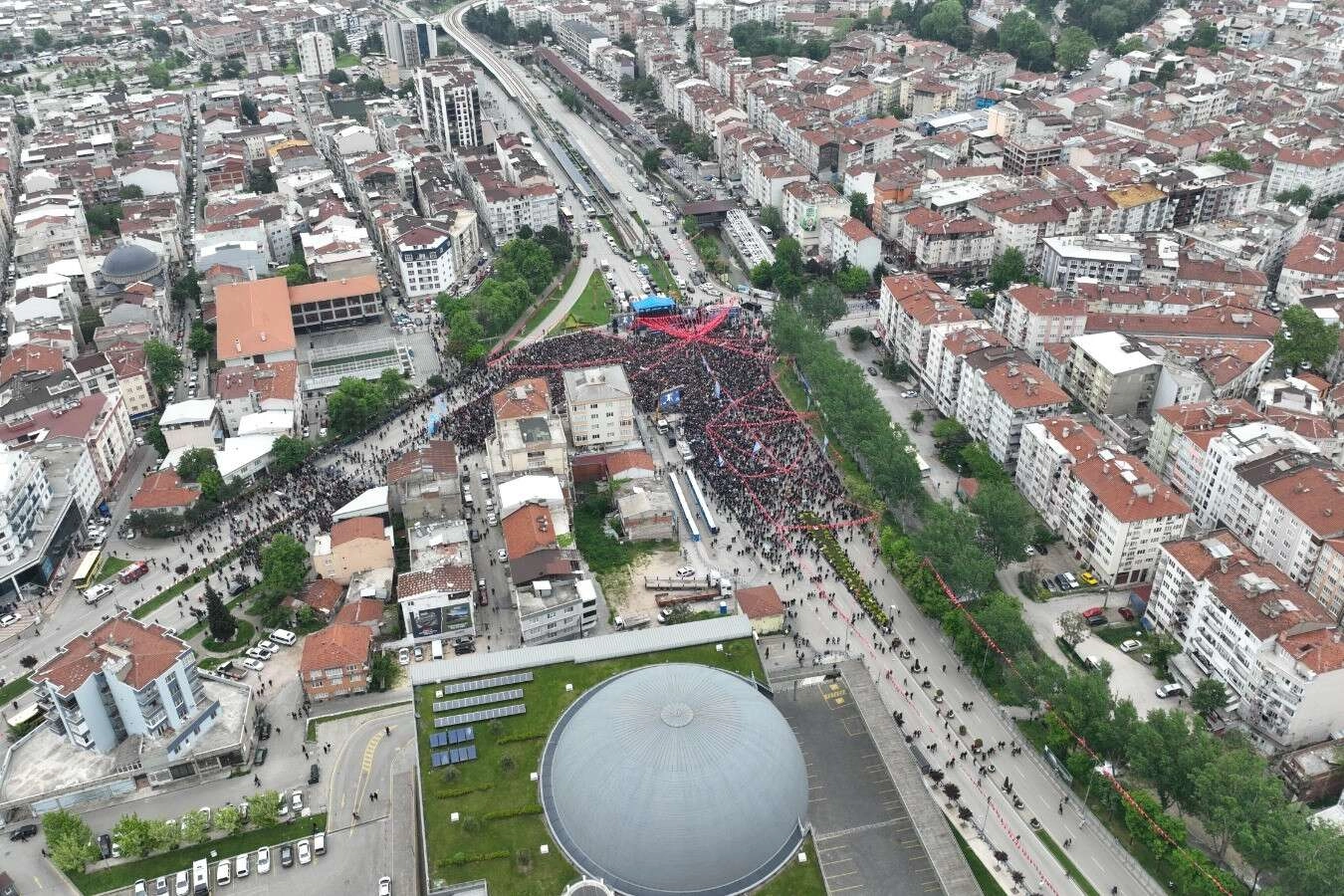 Millet İttifakı’nın Bursa mitingi dron ile havadan görüntülendi