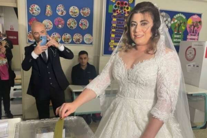 Bursa'da gelinler oy kullandı