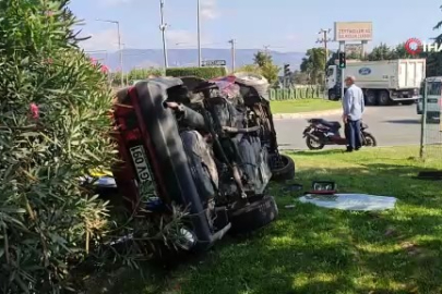 Takla atıp hurdaya dönen araçtan hafif sıyrıklarla kurtuldu