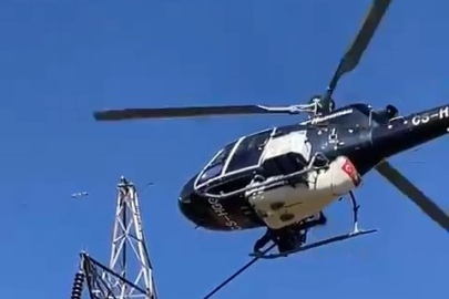 Yüksek gerilim hatlarına helikopterli bakım