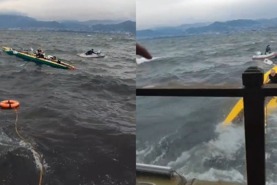 Fırtınalı havada denize açılan kanocular ölümle burun buruna geldi