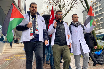 Sağlık çalışanlarından Filistin zulmüne "sessiz yürüyüş"lü protesto
