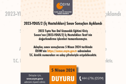 Tıpta Yan Dal Uzmanlık Eğitimi Giriş Sınavı İç Hastalıkları Testi Sonuçları Açıklandı