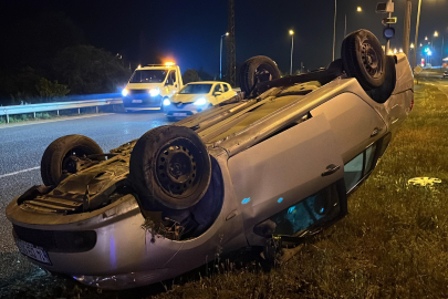 Otomobili Takla Attı Kendi İmkanlarıyla Araçtan Çıktı
