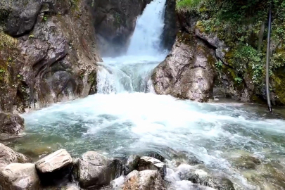 Sıfır Derecede Şelalelerin Altına Girip Serinliyorlar