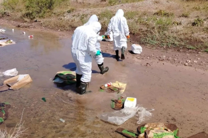 Derede kimyasal korku: Özel kıyafetli ekipler harekete geçti
