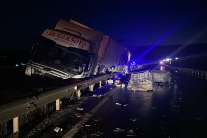 Sıvı gübre yüklü tır kaza yaptı: 1 yaralı