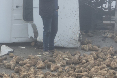 Afşin’de Tır Devrildi: Pancarlar Yola Döküldü