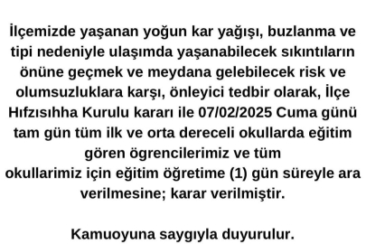 Bursa'da Eğitime Kar Tatili