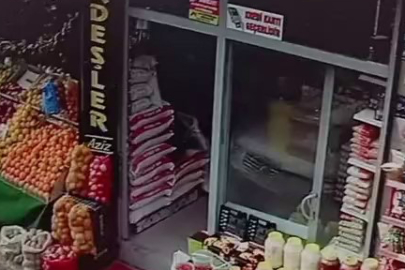 Hızını Alamayan Sürücü Kendini Manav Tezgahında Buldu