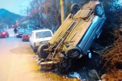 Otomobil Takla Atarak Sazlık Alana Devrildi