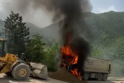 Hafriyat Kamyonu Alev Alev Yandı