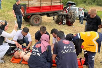 Kontrolden çıkan traktör devrildi: Sürücüsü ağır yaralandı