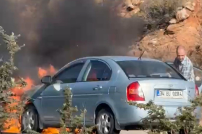 Bursa otobanında araç alev aldı, sürücü canını zor kurtardı