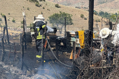 Arı kovanları yandı