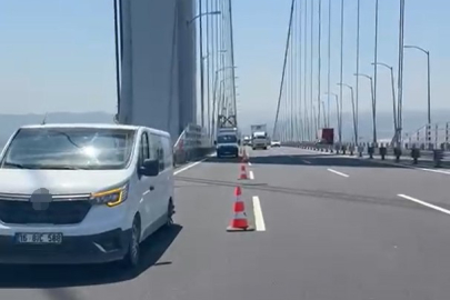 Osmangazi Köprüsü'nde iki aracın lastikleri peş peşe patladı