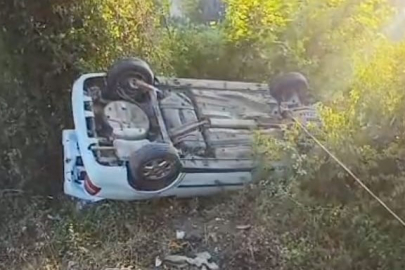 Şarampole Uçan Araçta Yaralılar Var!