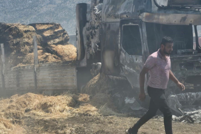 Saman Yüklü Tır Alev Alev Yandı