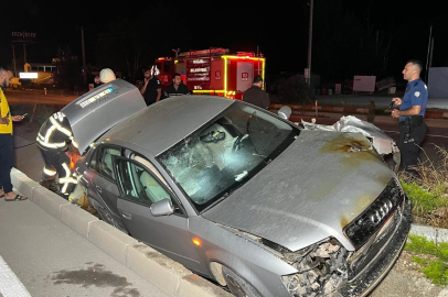 Burdur'da Korku Dolu Anlar: Kaza Yapan Araç Alev Aldı