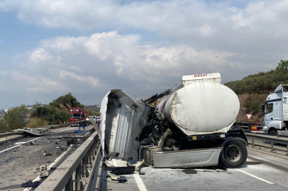 Ortalığı savaş alanına çeviren tanker sürücüsü yaralandı