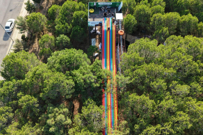 Pendik Korusu’nda 161 metrelik dev kaydırak coşkusu havadan görüntülendi