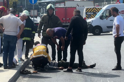 Motosiklet sürücüsü, yola dökülen yağ nedeniyle kaydı