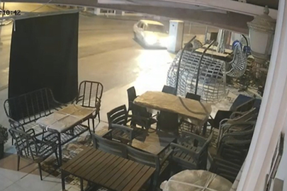 Önce panoya çarptı, iş yerine girmekten son anda kurtuldu