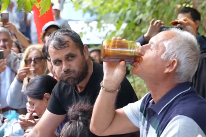 Kazdağları’nda bal yeme yarışması nefesleri kesti