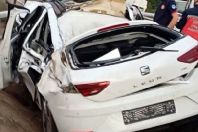 D-100'de feci kaza: Köpeğe çarpmamak için orta refüje girdi