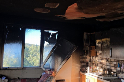 İki Katlı Müstakil Evin Mutfağında Yangın