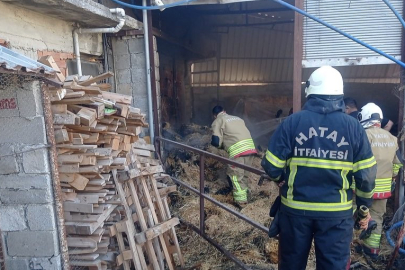 Defne’de samanlık yangını