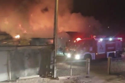 Ahır yangını geceyi aydınlattı