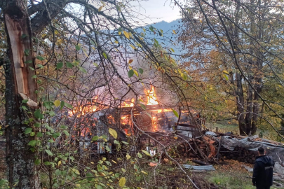 Alevlere teslim olan ahşap evdeki 5 kişi dumandan etkilendi
