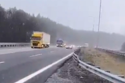 TEM’in Bolu Geçişinde Kar Yağışı Etkili Oluyor