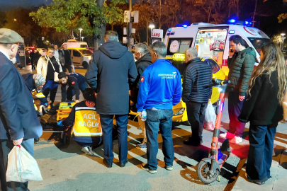 Ticari taksiyle çarpışan scooter sürücüsü yaralandı