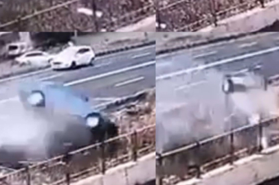 Otomobilin Drenaj Kanalına Uçtuğu Anlar Saniye Saniye Kamerada