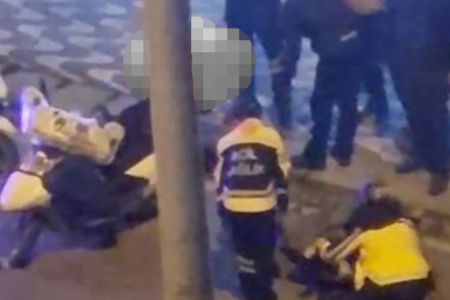 Motosikletten düşerek yaralanan kurye hastaneye kaldırıldı