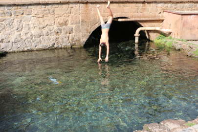 Havalar Isınınca Süs Havuzuna Girdiler!