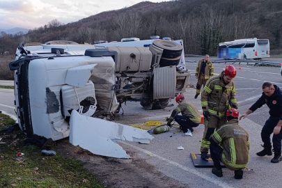 Beton tankeri devrildi : Sürücü ağır yaralı