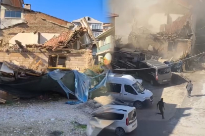 Gemlik'te bina çöktü