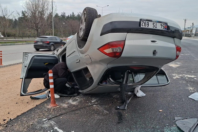 Otomobil takla attı: Şans eseri yaralanan olmadı