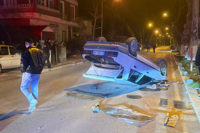 Otomobil Takla Attı: 2 Kişi Ölümden Döndü