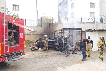 Depoda çıkan yangında tüp bomba gibi patladı