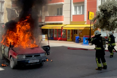 LPG'li otomobil alevlere teslim oldu